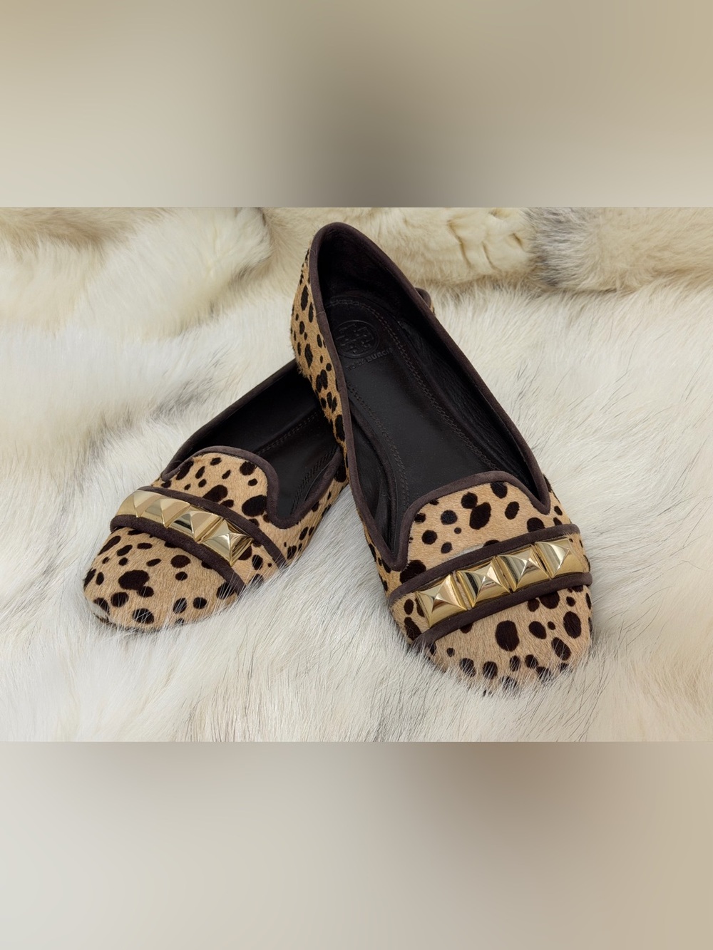 Tory Burch Studded Asher Loafer Animal Print Cheetah Pony Hair Flats 9 M $250